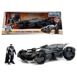 Batman action figure with Batmobile toy set in packaging.