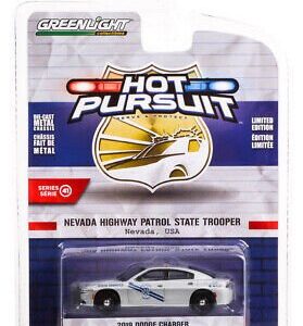 Hot Pursuit die-cast model car in packaging with Nevada Highway Patrol theme.