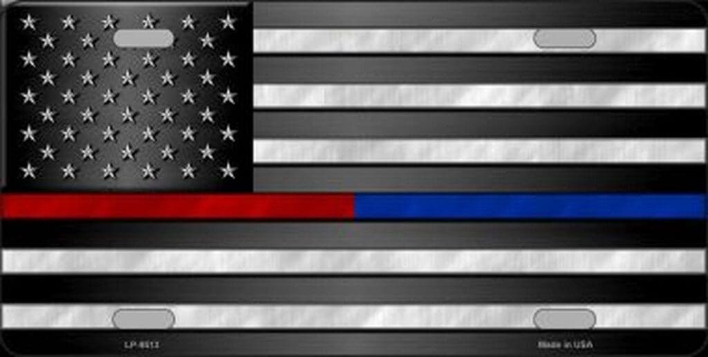 AMERICAN FLAG POLICE/FIRE FULL SIZE LICENSE PLATE - copy - The Cop Shop
