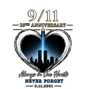 9/11 memorial heart with twin towers