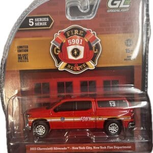 Red FDNY toy Silverado fire rescue truck