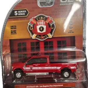 Die-cast red fire department toy truck
